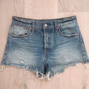 levis premium 501 light wash cut off short shorts
